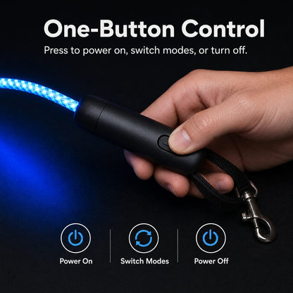 One-button control LED dog leash