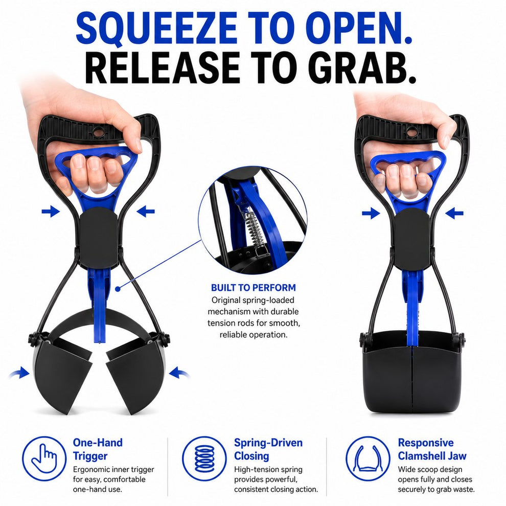 One-hand squeeze trigger dog pooper scooper