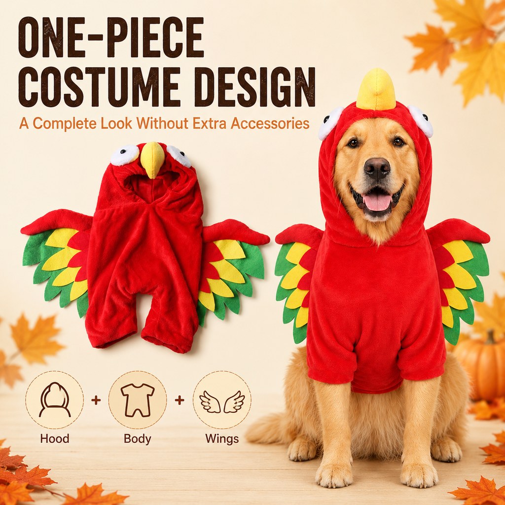 Paws in Awe Halloween Turkey Costume for Dogs & Cats - One-Piece Hooded Pet Outfit for Parties & Photos image 7