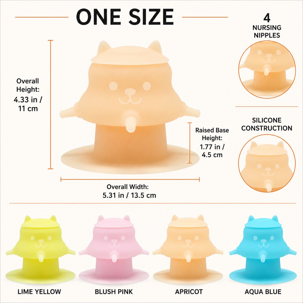 One size pet nursing feeder size guide
