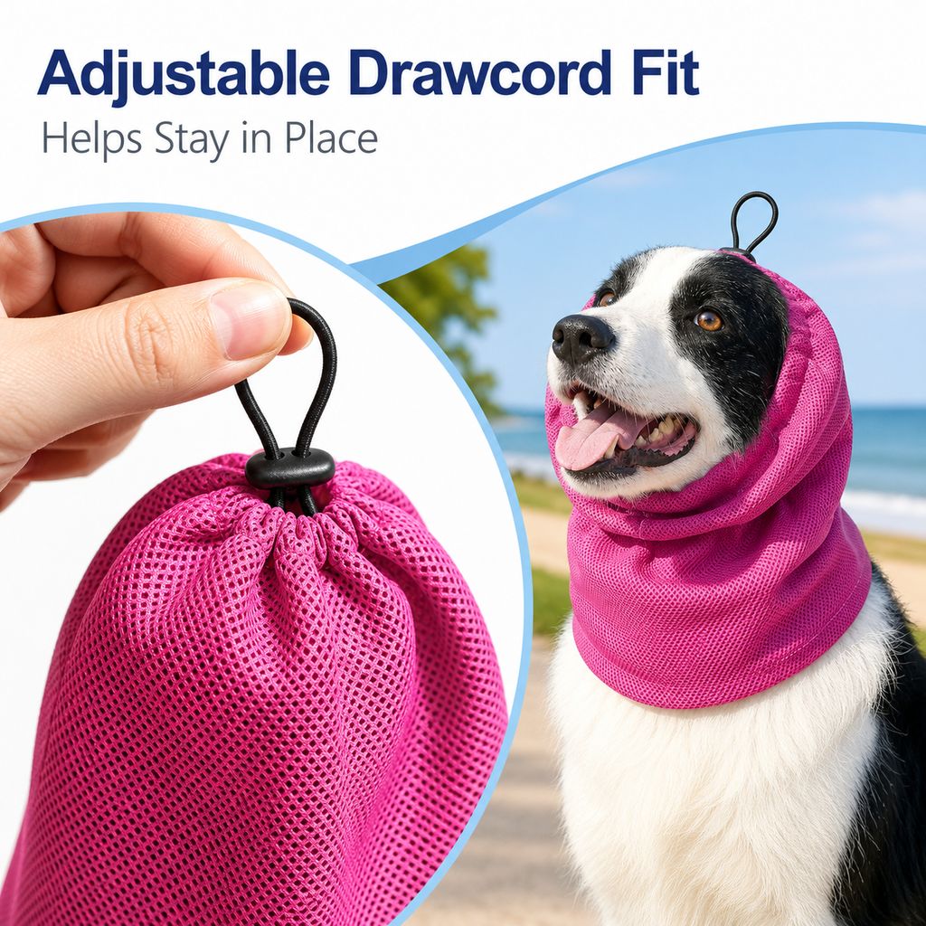 Paws in Awe Water-Activated Dog Cooling Snood for Summer Walks - Lightweight Neck & Ear Cooler for Hot Weather, Beach Days & Long-Fur Dogs image 7