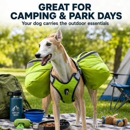 Orange dog saddlebag backpack harness