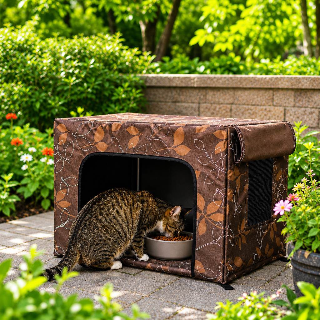 Paws in Awe Outdoor Cat Feeding Shelter for Backyards - Weather-Resistant Food Station Cover image 10