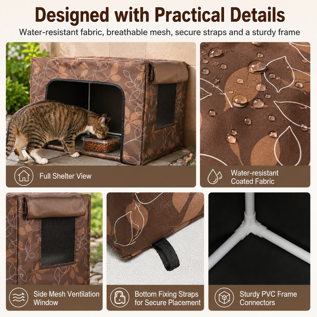 Paws in Awe Outdoor Cat Feeding Shelter for Backyards - Weather-Resistant Food Station Cover image 8