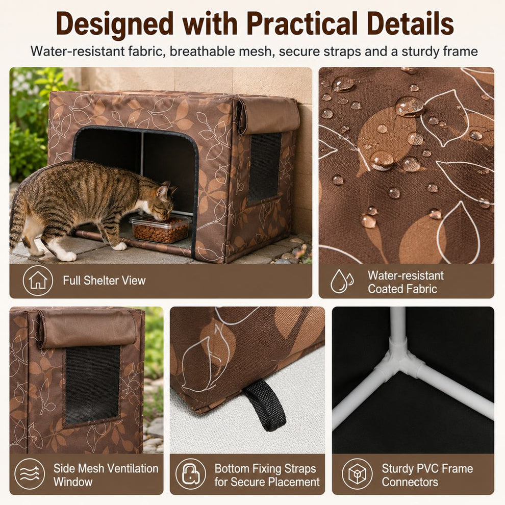 Paws in Awe Outdoor Cat Feeding Shelter for Backyards - Weather-Resistant Food Station Cover image 8