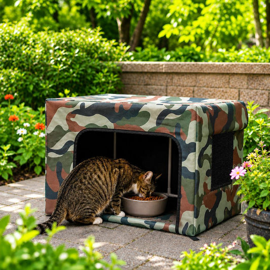 Paws in Awe Outdoor Cat Feeding Shelter for Backyards - Weather-Resistant Food Station Cover image 1