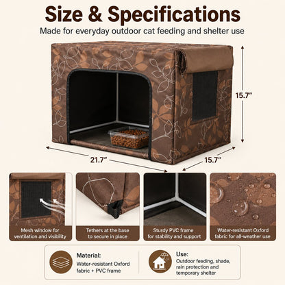 Paws in Awe Outdoor Cat Feeding Shelter for Backyards - Weather-Resistant Food Station Cover image 9
