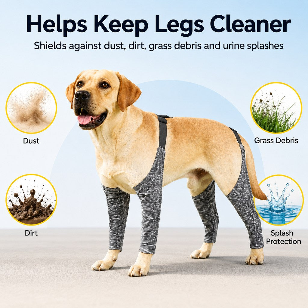 Paws in Awe 4-Leg Outdoor Dog Sleeves for Walks - Helps Keep Legs Cleaner image 5