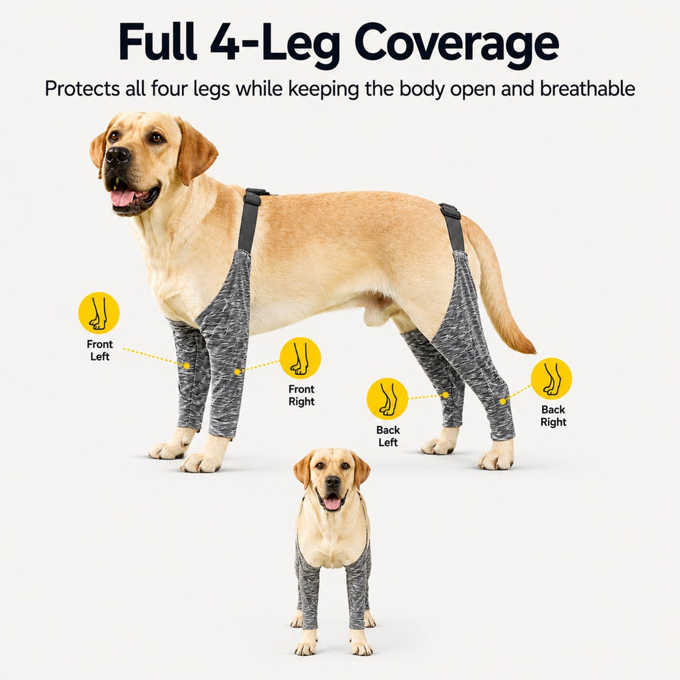 Paws in Awe 4-Leg Outdoor Dog Sleeves for Walks - Helps Keep Legs Cleaner image 4