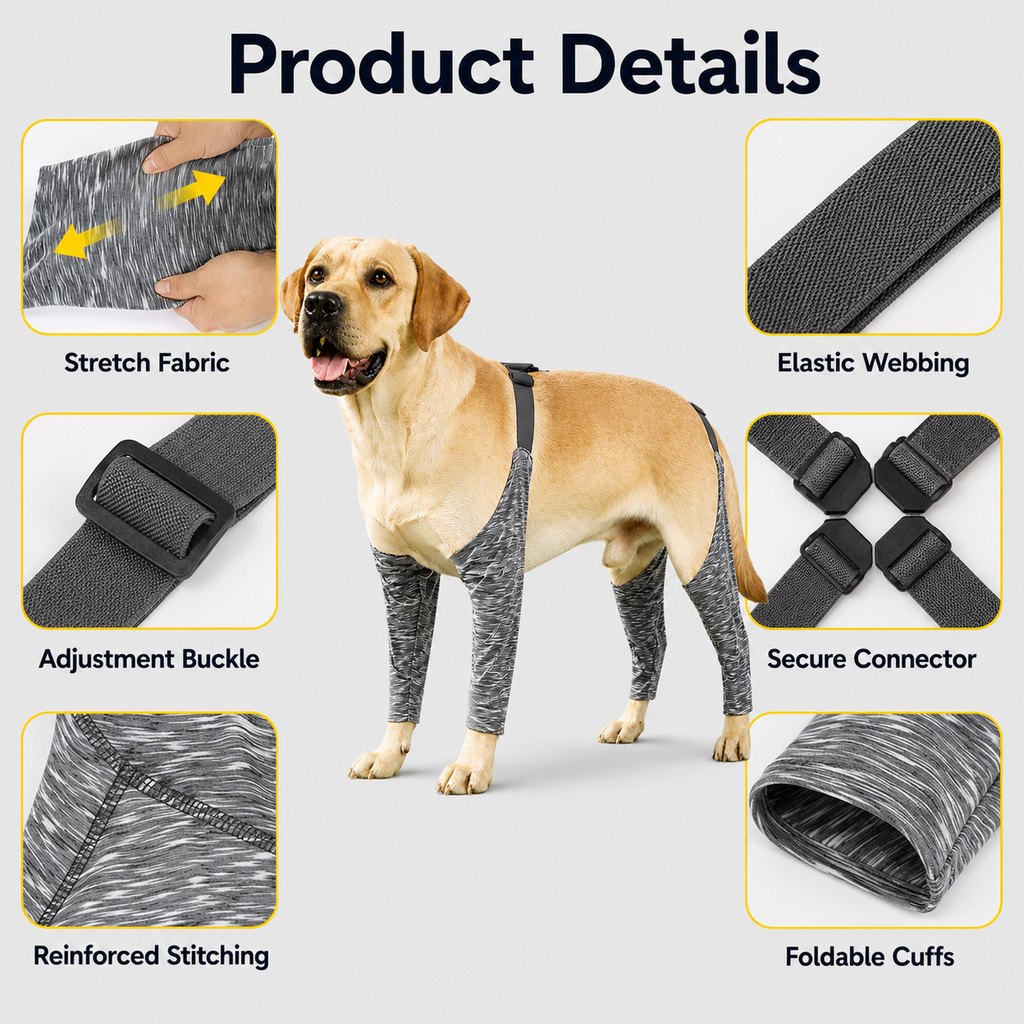 Paws in Awe 4-Leg Outdoor Dog Sleeves for Walks - Helps Keep Legs Cleaner image 8