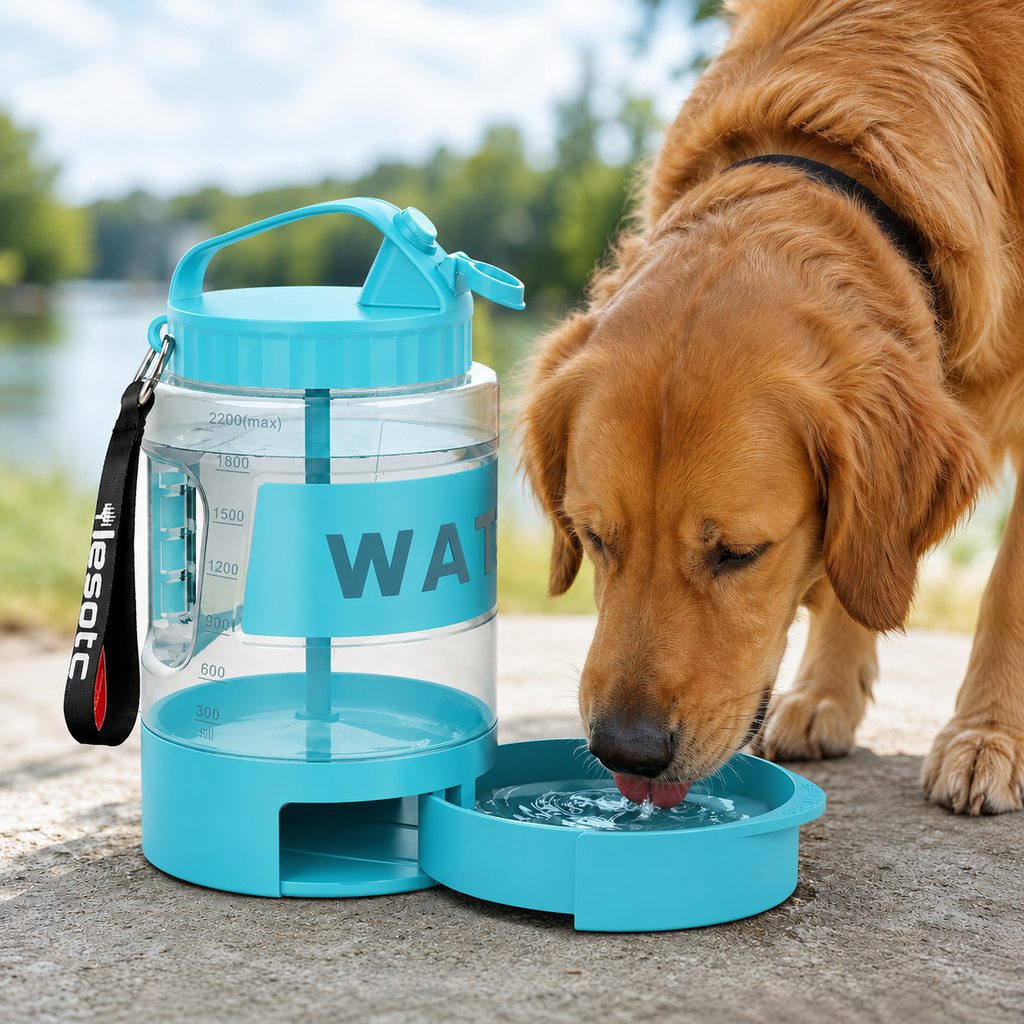 Outdoor dog water bottle for hiking camping and road trips