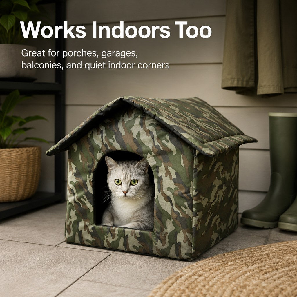 Paws in Awe Weather-Resistant Outdoor Cat House for Porches & Backyards - Cozy Shelter for Cats & Small Dogs image 3
