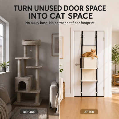Tool-free over-the-door cat tree installation guide