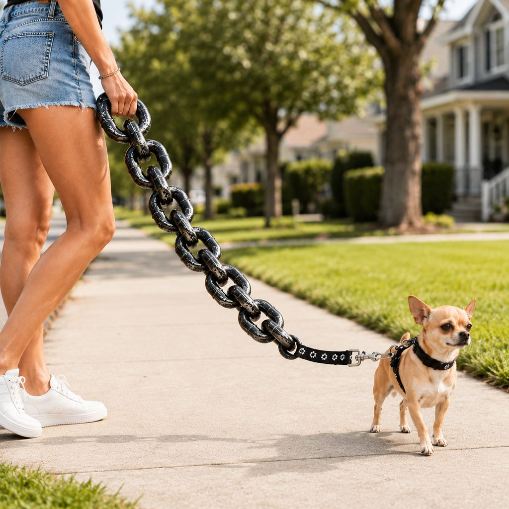 Oversized chain dog leash and collar set for small dogs main image