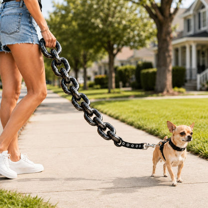 Oversized chain dog leash and collar set for small dogs main image