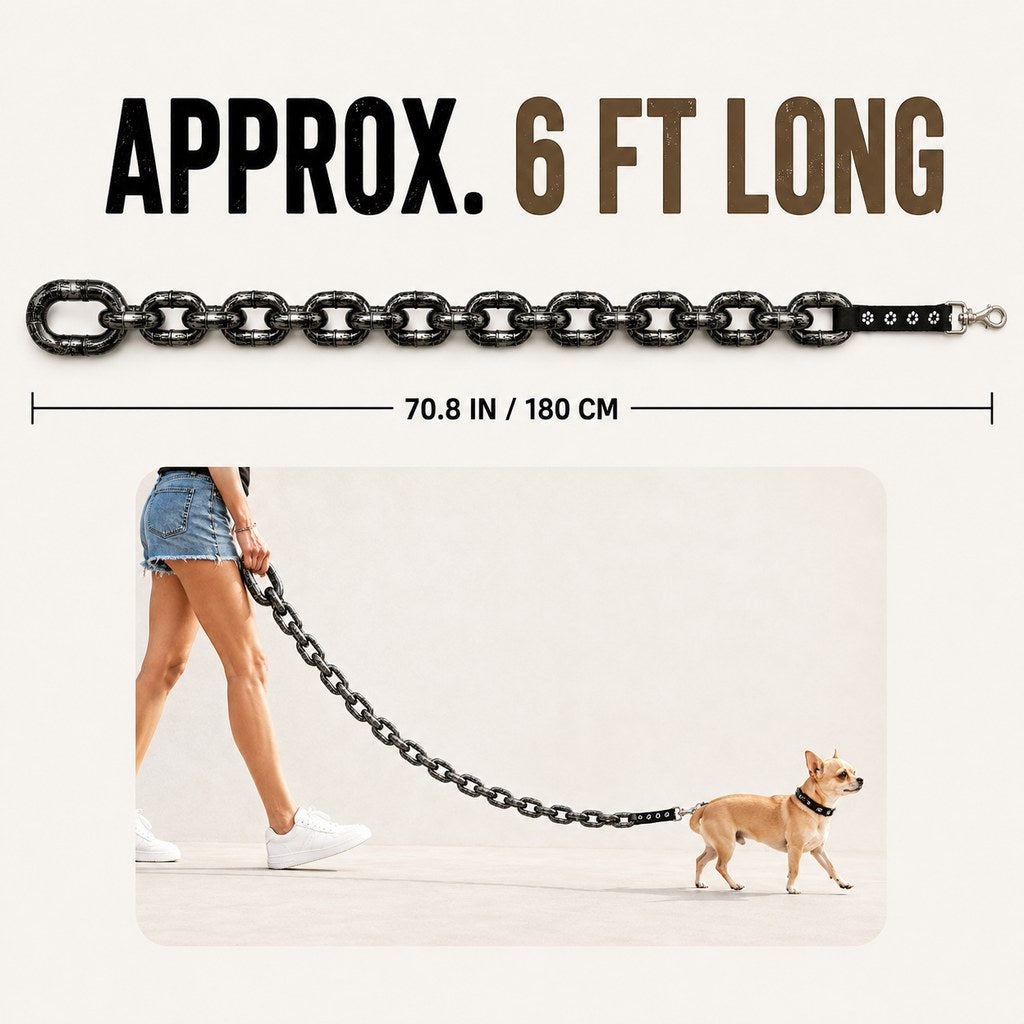Oversized chain dog leash approximately six foot length option