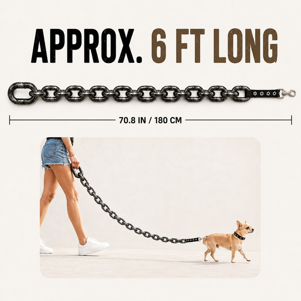Oversized chain dog leash approximately six foot length option