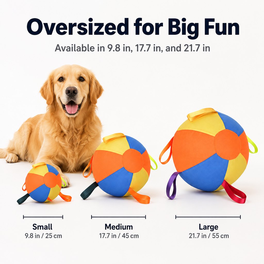 Paws in Awe Inflatable Dog Play Ball for Backyard & Indoor Play - Oversized Chase and Tug Toy to Burn Energy and Ease Boredom image 5