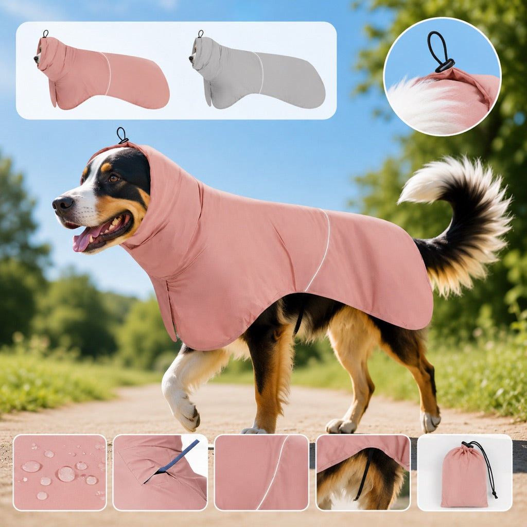 Paws in Awe Hooded Dog Sun & Rain Cape for Summer Walks - Lightweight Neck-to-Back Coverage for Drizzle, Wind & Sunny Outdoor Days image 9