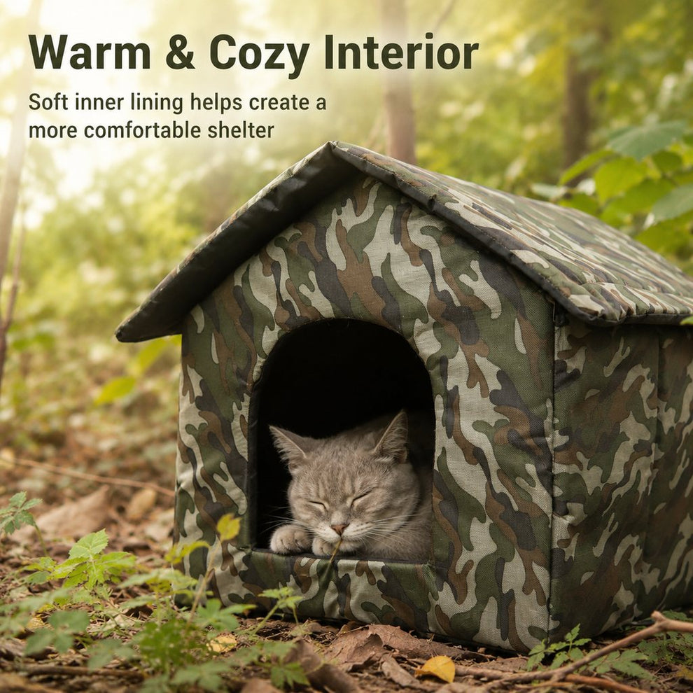 Paws in Awe Weather-Resistant Outdoor Cat House for Porches & Backyards - Cozy Shelter for Cats & Small Dogs image 6