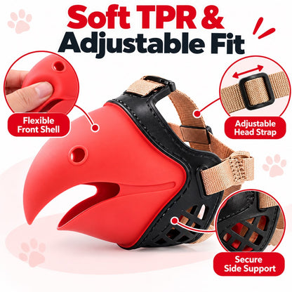 Paws in Awe Adjustable Parrot Beak Dog Muzzle for Walks & Training - Helps Reduce Scavenging & Biting