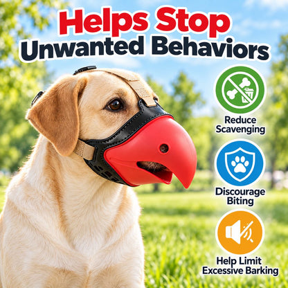 Paws in Awe Adjustable Parrot Beak Dog Muzzle for Walks & Training - Helps Reduce Scavenging & Biting