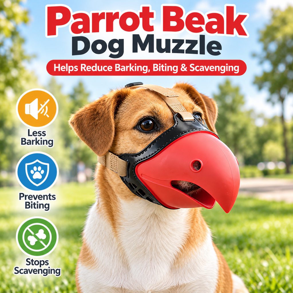 Paws in Awe Adjustable Parrot Beak Dog Muzzle for Walks & Training - Helps Reduce Scavenging & Biting