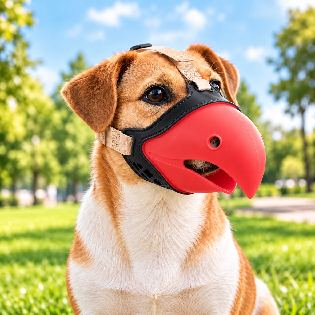 Paws in Awe Adjustable Parrot Beak Dog Muzzle for Walks & Training - Helps Reduce Scavenging & Biting