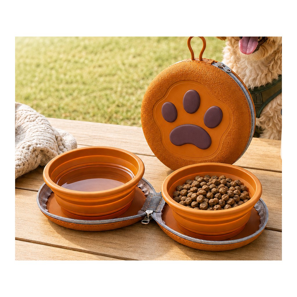 Paws in Awe Paw-Shaped Collapsible Pet Travel Bowl Set for Walks, Camping & Road Trips - Feed Anywhere Without Bulky Bowls image 9