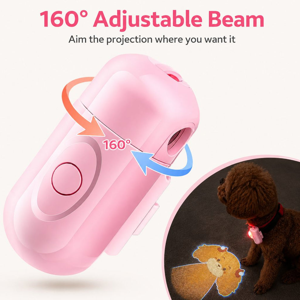 Paws in Awe PawGlow Pink Breed Projector Dog Light for Night Walks - USB Rechargeable Clip-On Pet Light for Extra Visibility & Fun image 5