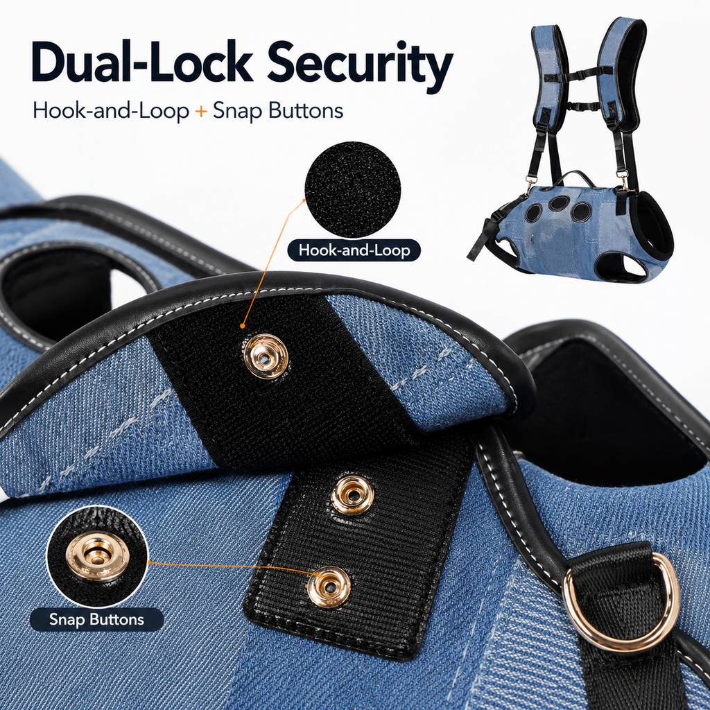 Paws in Awe PawLift Denim Hands-Free Dog Carrier Backpack Harness for Walks, Shopping & Outdoor Trips - Carry Tired Dogs Without Arm Strain image 6