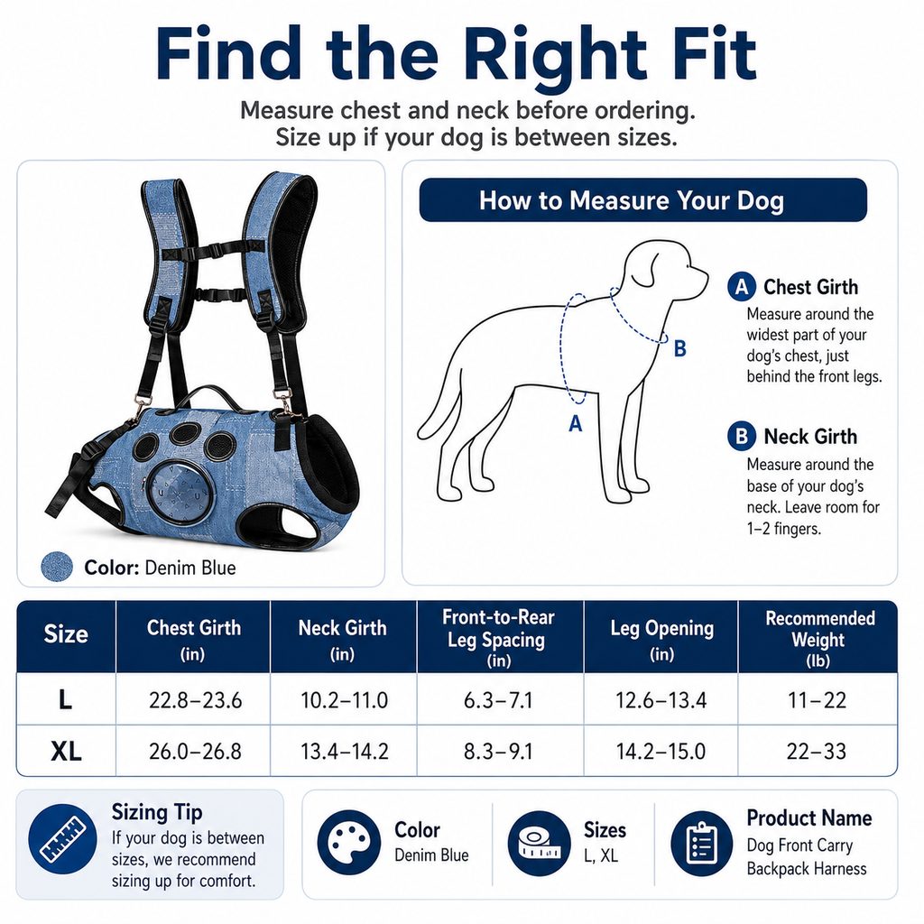 Paws in Awe PawLift Denim Hands-Free Dog Carrier Backpack Harness for Walks, Shopping & Outdoor Trips - Carry Tired Dogs Without Arm Strain image 10