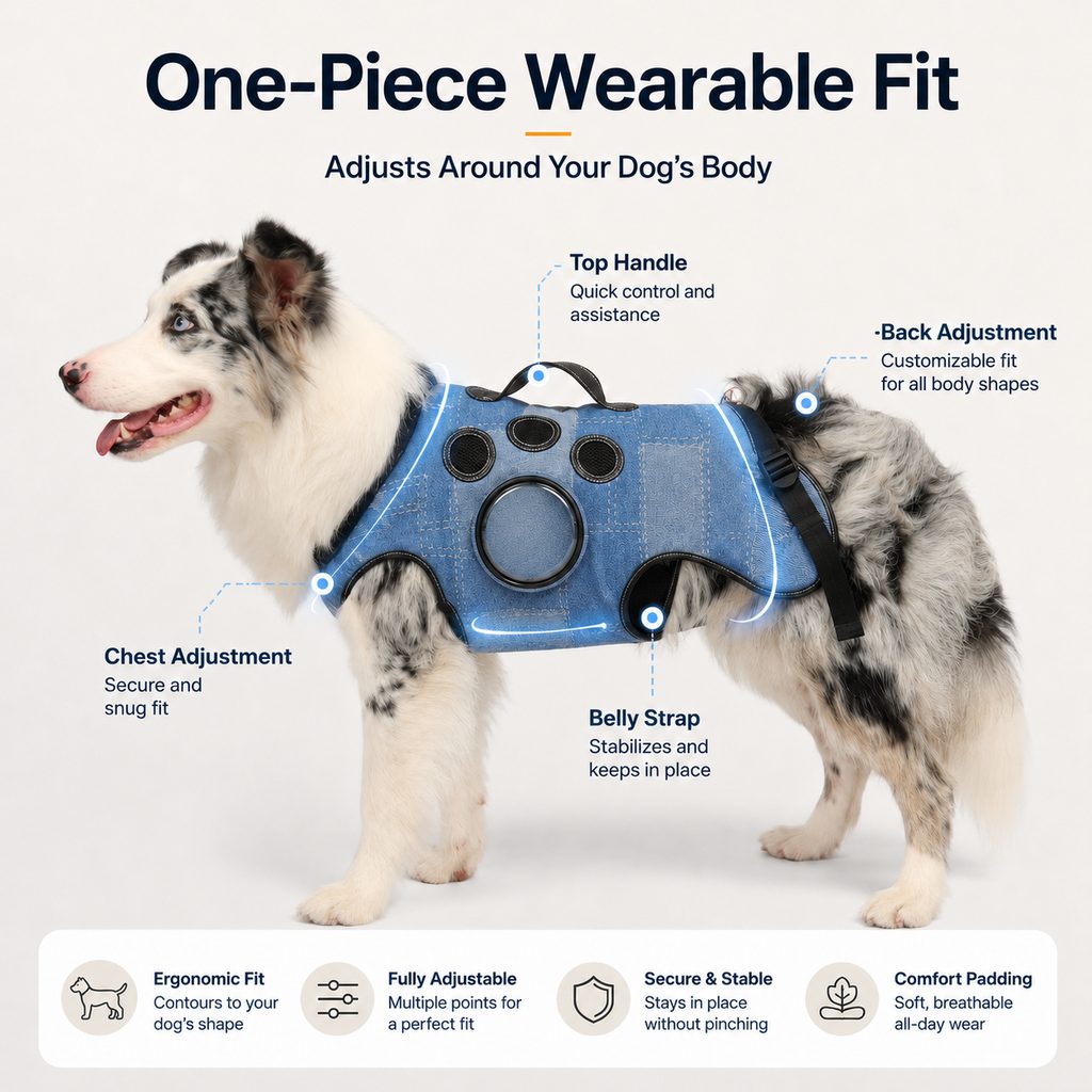 Paws in Awe PawLift Denim Hands-Free Dog Carrier Backpack Harness for Walks, Shopping & Outdoor Trips - Carry Tired Dogs Without Arm Strain image 9