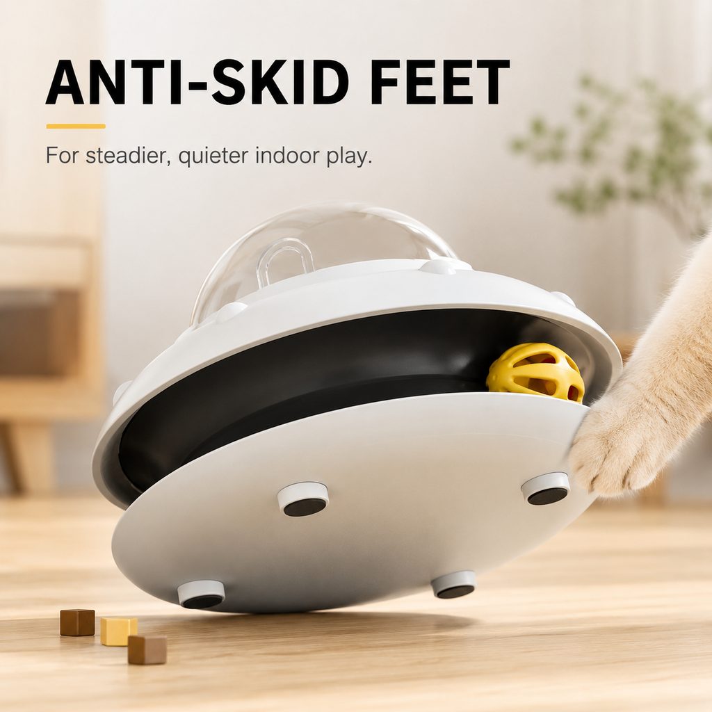 Paws in Awe PawOrbit UFO Motion-Activated Cat Treat Dispenser Toy - Interactive Puzzle Feeder for Indoor Cats, Keeps Cats Busy While You Work image 8
