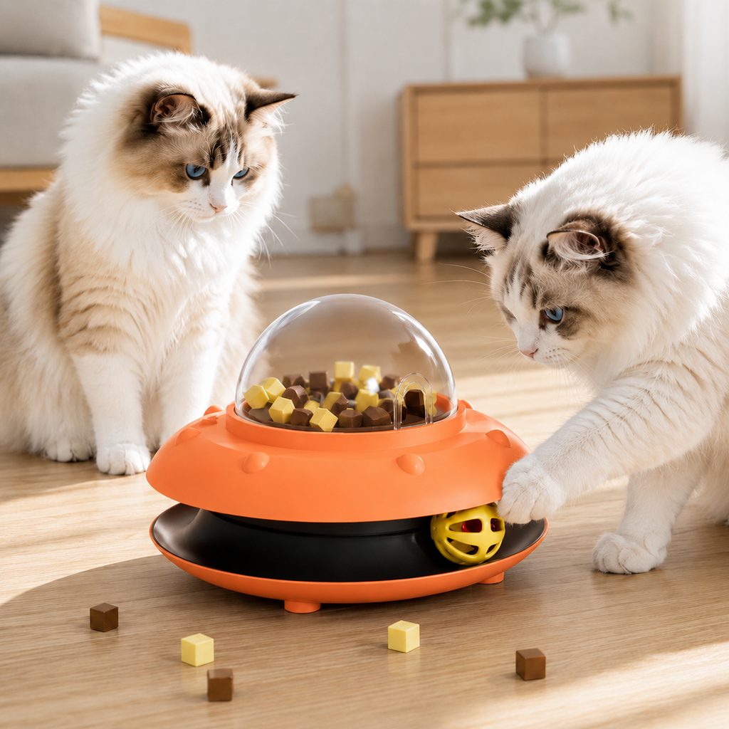 Paws in Awe PawOrbit UFO Motion-Activated Cat Treat Dispenser Toy - Interactive Puzzle Feeder for Indoor Cats, Keeps Cats Busy While You Work image 12