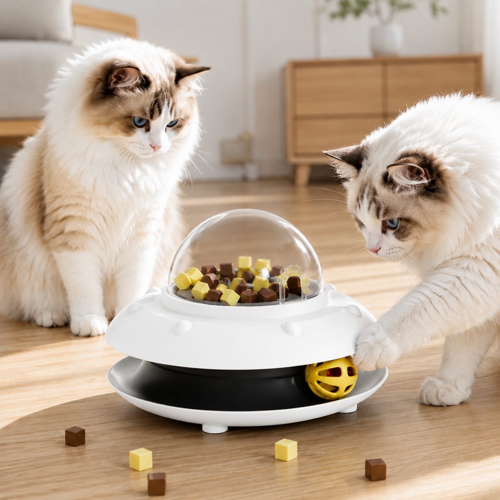Paws in Awe PawOrbit UFO Motion-Activated Cat Treat Dispenser Toy - Interactive Puzzle Feeder for Indoor Cats, Keeps Cats Busy While You Work image 11