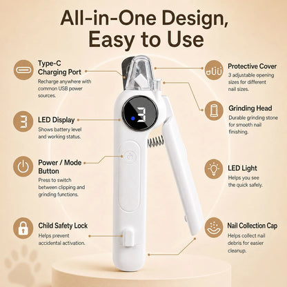 Paws in Awe 2-in-1 Electric Nail Clipper & Grinder with LED Light product image 3