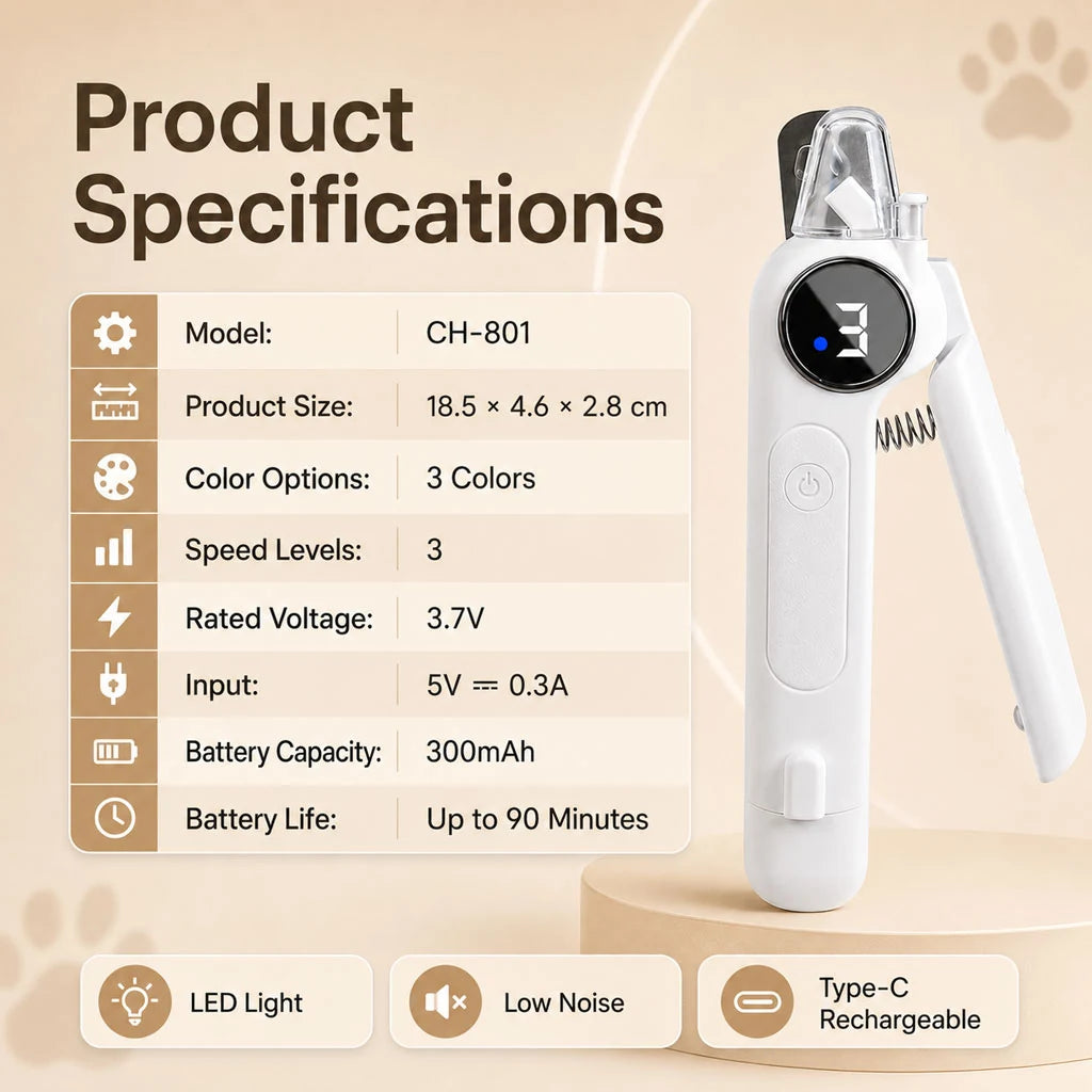 Paws in Awe 2-in-1 Electric Nail Clipper & Grinder with LED Light product image 8