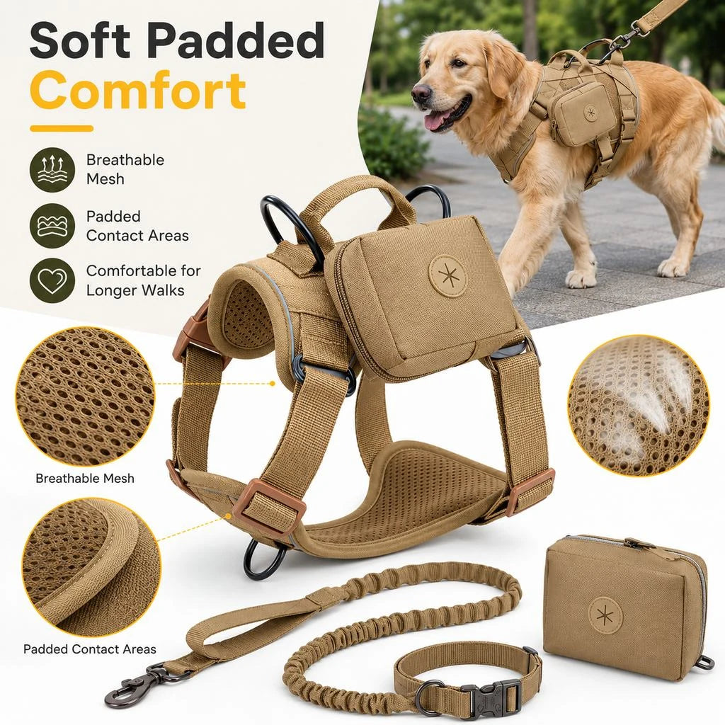 Paws in Awe 5-Piece Tactical Dog Harness Set for Hiking & Training product image 5