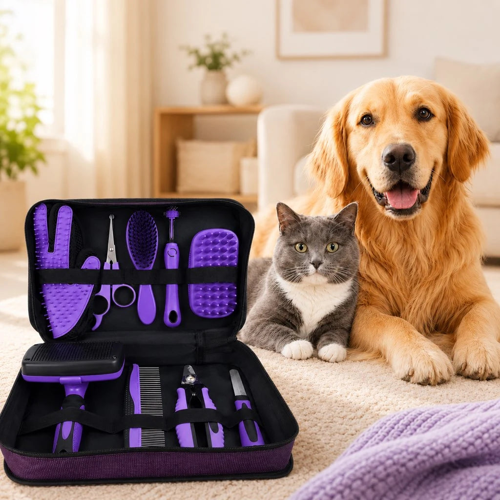 Paws in Awe 9-Piece Pet Grooming Kit for Dogs & Cats main image