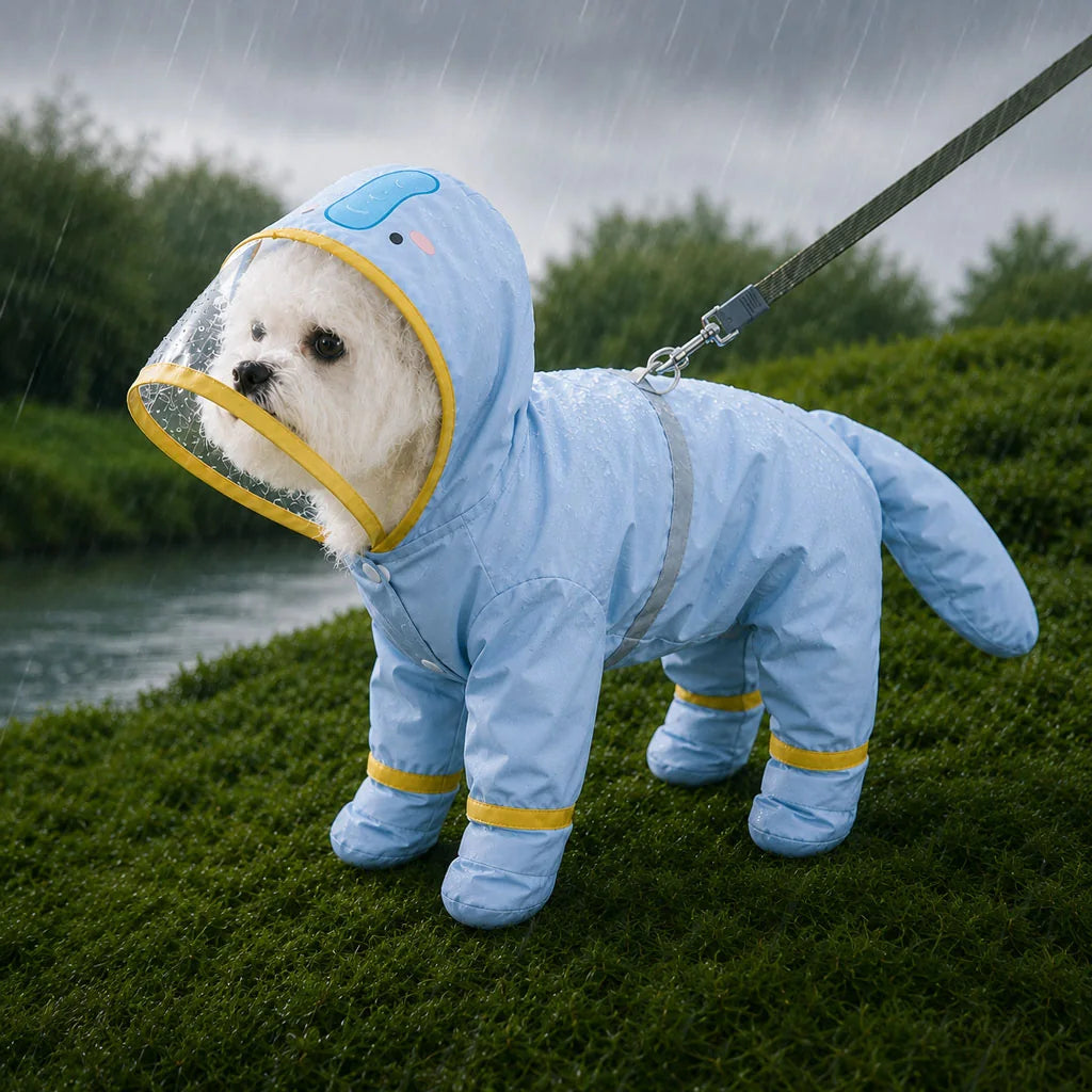 Paws in Awe Dinosaur Dog Raincoat with Clear Visor Hood image 12