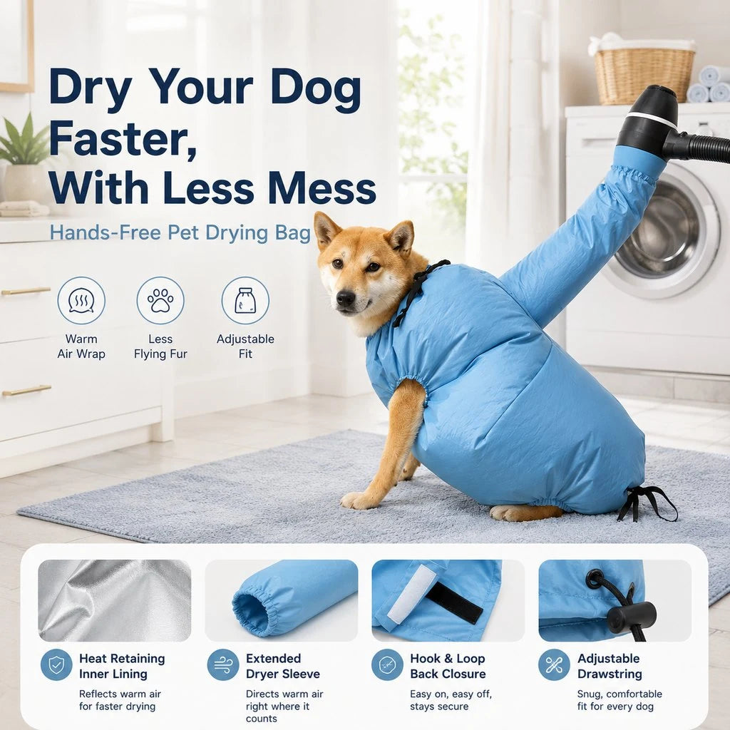 Paws in Awe Hands-Free Dog Dryer Bag for After-Bath Home Grooming, Helps Dry Wet Coats product image 2