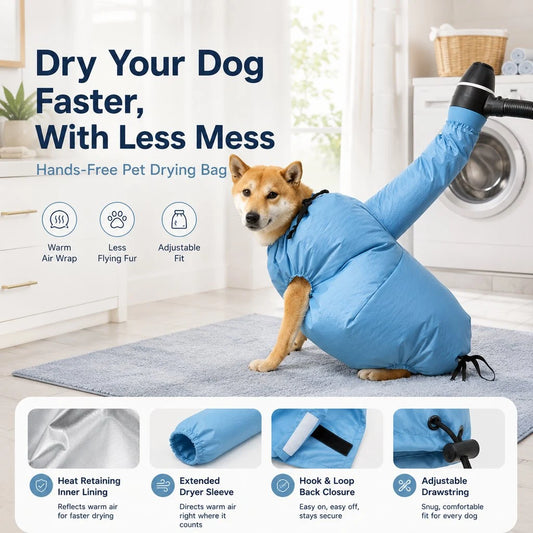 Paws in Awe Hands-Free Dog Dryer Bag for After-Bath Home Grooming, Helps Dry Wet Coats product image 2