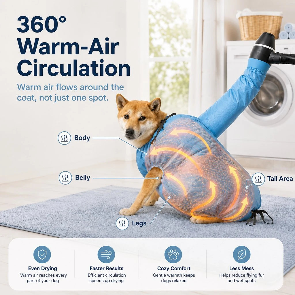 Paws in Awe Hands-Free Dog Dryer Bag for After-Bath Home Grooming, Helps Dry Wet Coats product image 6