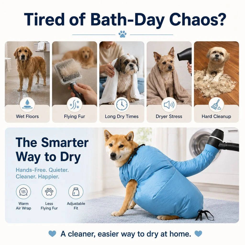 Paws in Awe Hands-Free Dog Dryer Bag for After-Bath Home Grooming, Helps Dry Wet Coats product image 10