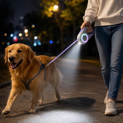 Paws in Awe LED Retractable Dog Leash for Night Walks main image