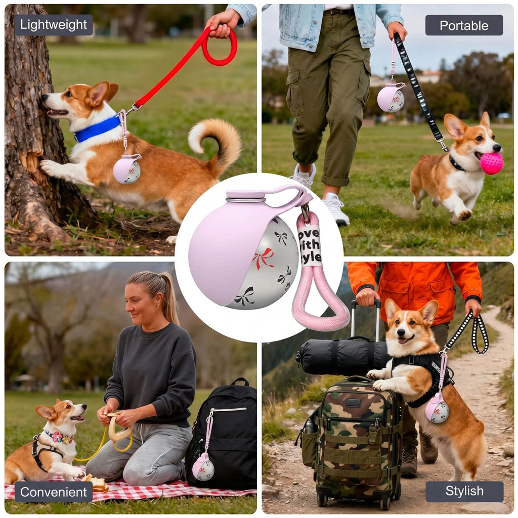 Paws in Awe Portable Dog Water Bottle with Leash Clip for Walks & Hiking product detail image 6