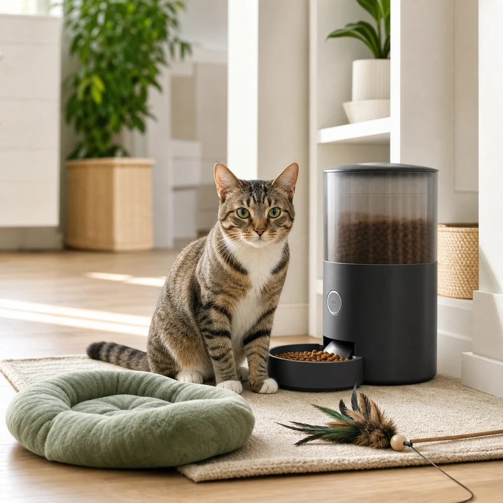 Cat essentials for feeding play and comfort