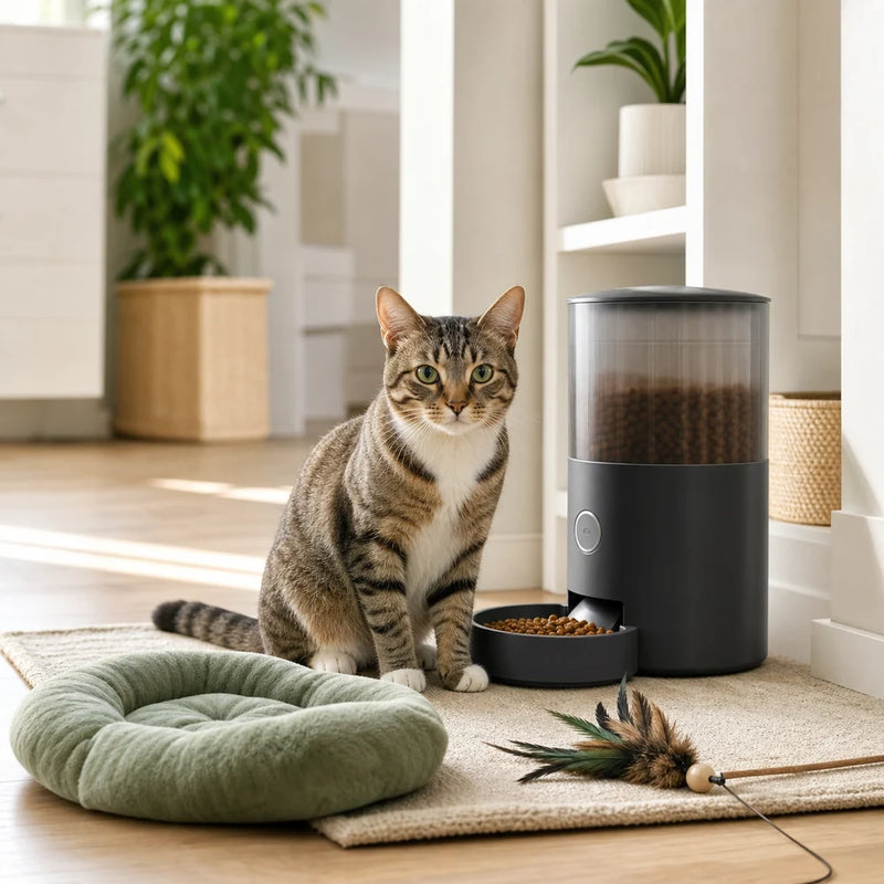 Cat essentials for feeding play and comfort