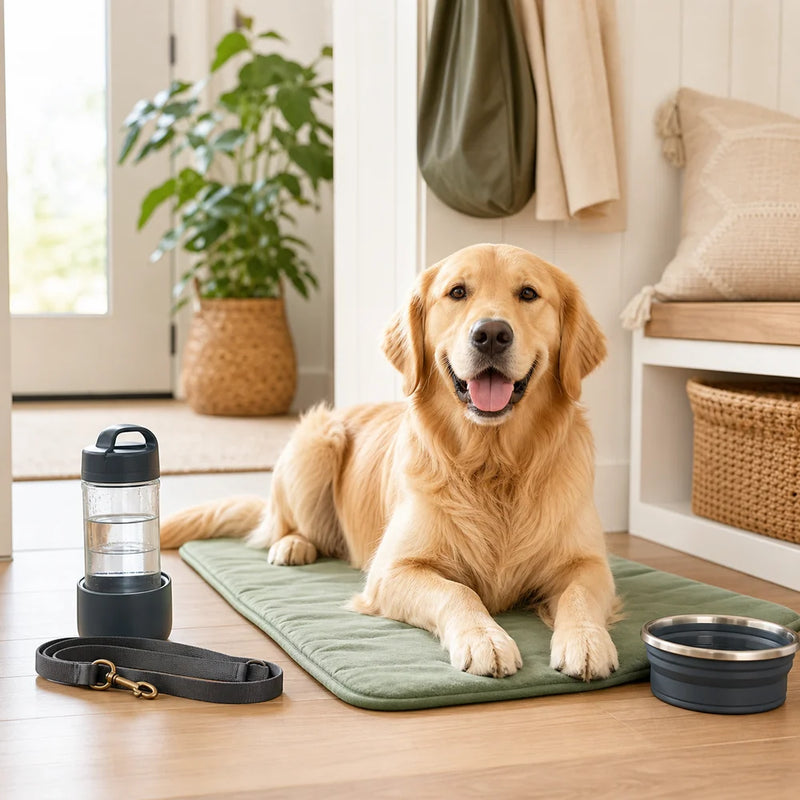 Dog essentials for walking feeding travel and comfort